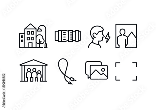 Urban living essentials and technology icons for design