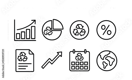 Eco-friendly data charts and symbols for sustainability reports