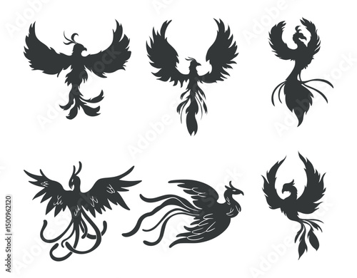 Phoenix bird silhouette vector illustration