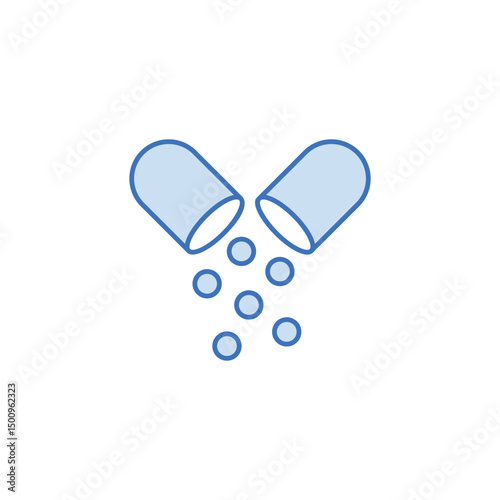 Open Capsule icon design with white background stock illustration