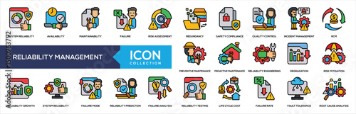 Reliability Management Lineal Color Icon Collection
