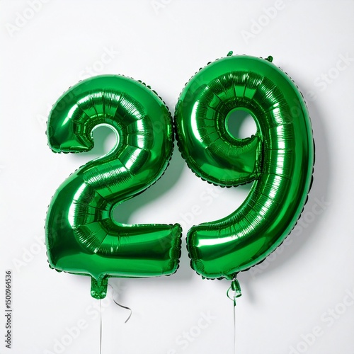 Balloon number 29 with white background. Photo for 29th birthday or anniversary party photo