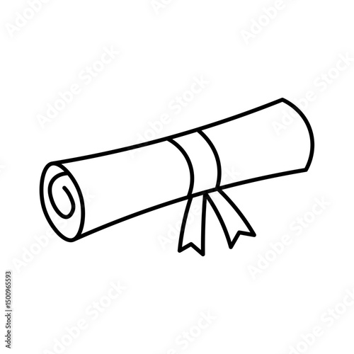 Graduation Certificate Scroll Icon Outline Style