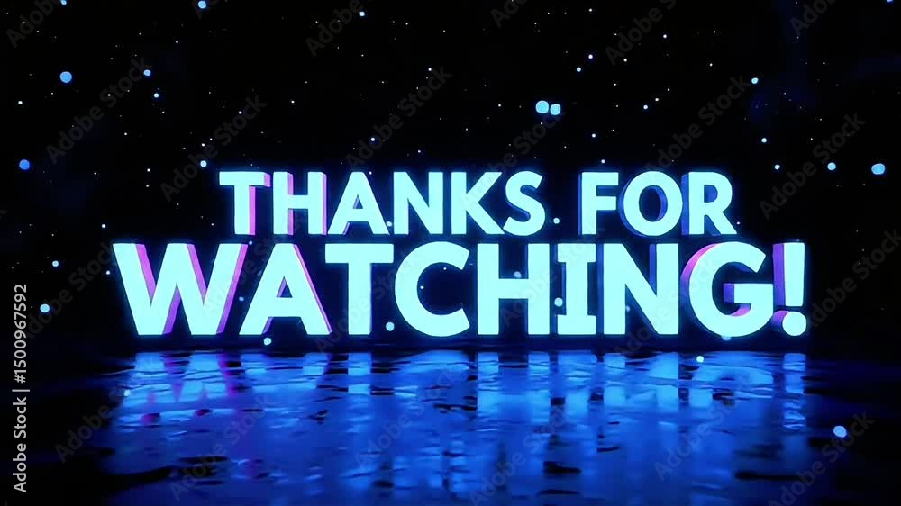 3D Neon Thanks for Watching Outro with Futuristic Glow