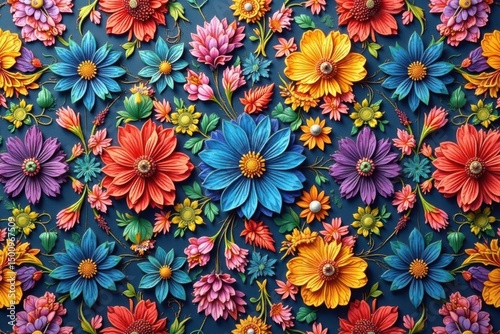 Intricate floral textile design, repeating motif, vector, background, surface