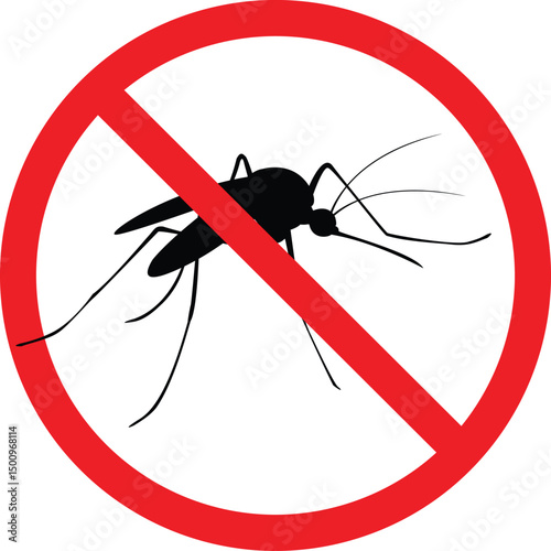 Signaling, mosquitoes with mosquito warning, prohibited sign.eps