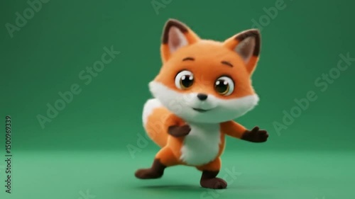 Cartoon fox character on green background