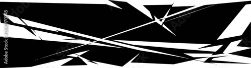 Abstract geometric art in a stark monochrome design featuring angular lines and sharp shapes