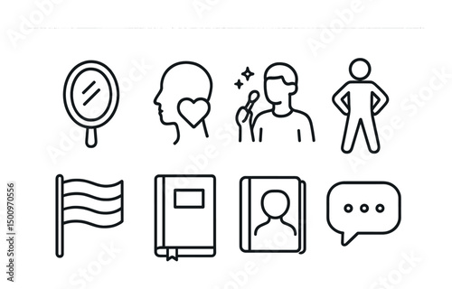 Self care and empowerment icons for personal well being design