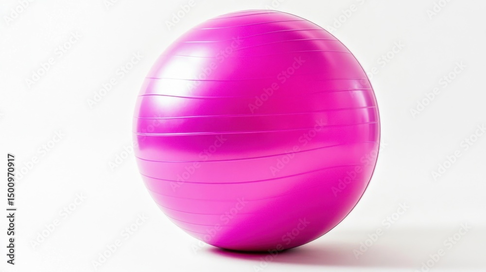 Obraz premium Isolated Pink Exercise Ball on White Background