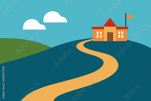 illustration of a school building on a hill  windi.svg