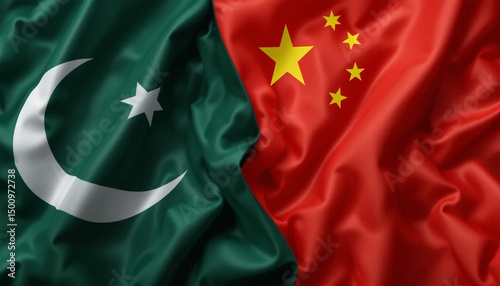 Pakistan   China Flags  Silk Texture  International Relations  Diplomacy  Geopolitics  Asi