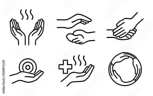 Cleanliness and care icons for health and hygiene projects