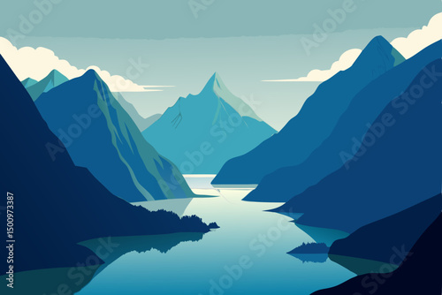 reverse aerial view of dramatic fjords and dark 