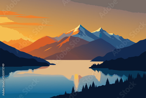 reverse aerial view of golden sunrise illuminating 