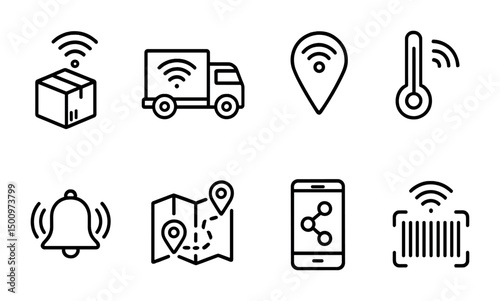 Smart logistics and iot technology icons for efficient transport and tracking solutions
