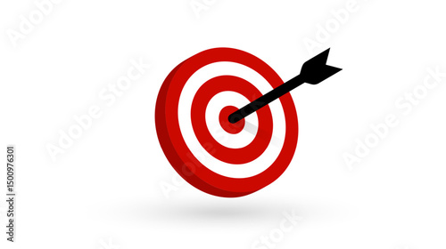 Business Target with Arrow Hitting Center for Marketing, Strategy, and Goal Achievement Concepts. Ideal for Presentations and Infographics. Vector Illustration.