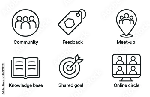 Online community icons for meetup and collaboration concepts
