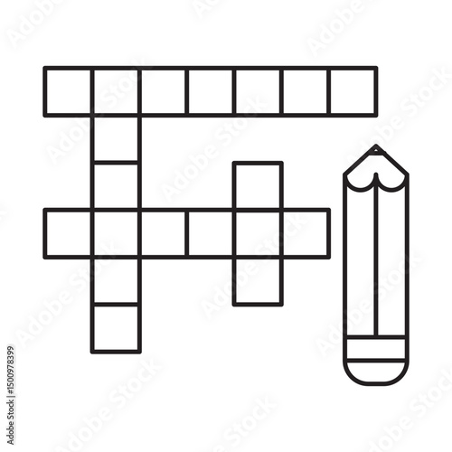 Blank crossword puzzle game with pencil. try to write an answer on crossword puzzle