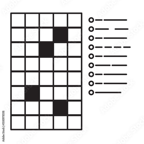 Blank crossword puzzle game with pencil. try to write an answer on crossword puzzle