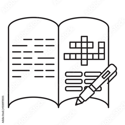 Blank crossword puzzle game with pencil. try to write an answer on crossword puzzle