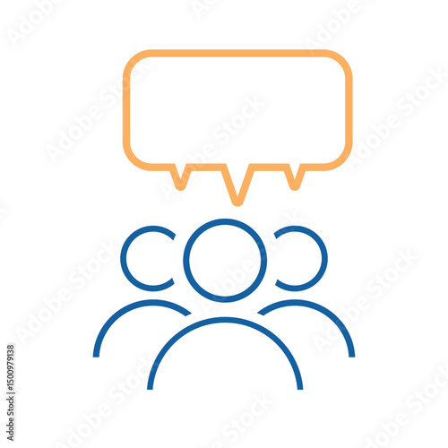 Team group of people speaking and debating with a speech bubble. Stock Illustration