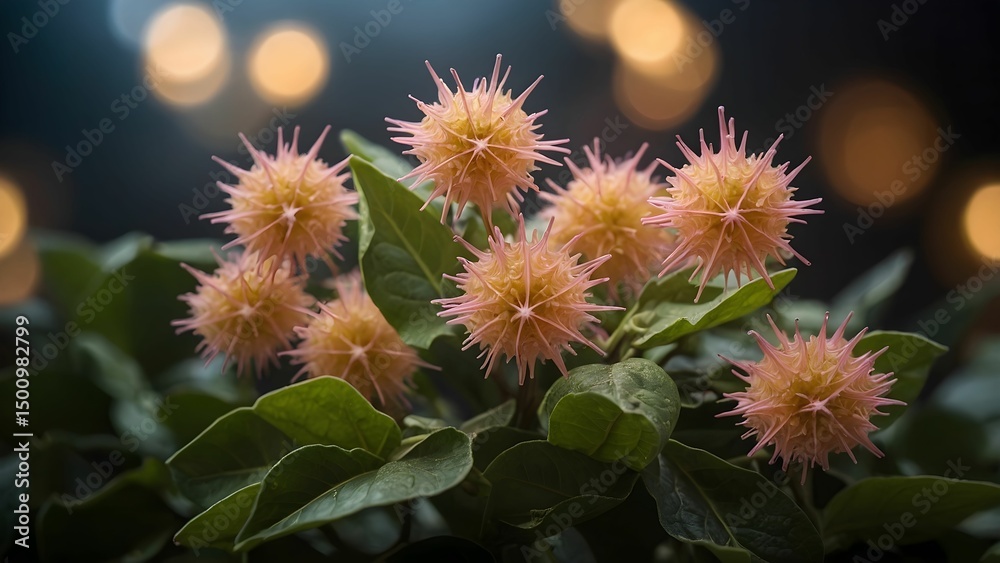 Bergamot citrus plant with spiky pink flowers captured in a warm-lit atmosphere showcasing vibrant natural beauty Generative AI Bergamot citrus plant with spiky pink flowers captured in a warm-lit atmosphere showcasing vibrant natural beauty Generative AI