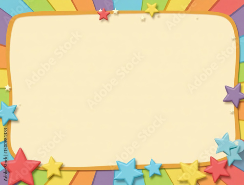 colorful kawaii pink star shape frame on transparent background, PNG. Generative ai