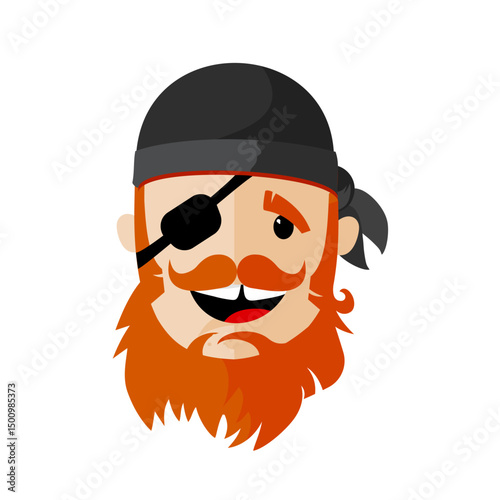 cartoon pirate head with black bandana – vector illustration