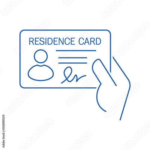 Identity card, residence permit, personal document.  Vector linear icon illustration on white background.