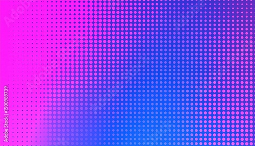 Dotted pink-blue halftone gradient, dots shrinking, fading from left to right
