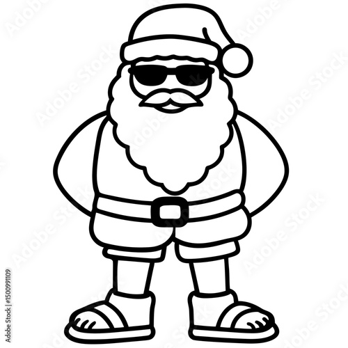 Cool Santa in Shades & Flip-Flops – Vector on White