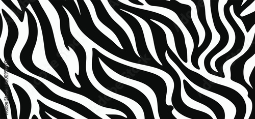 Zebra print seamless pattern background. Zebra stripes or skin fur texture vector.