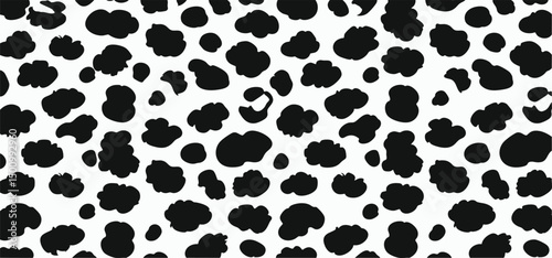 Black and white leopard skin fur texture or leopard print pattern vector background