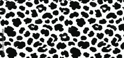 Black and white leopard skin fur texture or leopard print pattern vector background