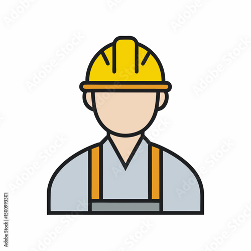 Construction Worker Icon Vector for Labor Services.