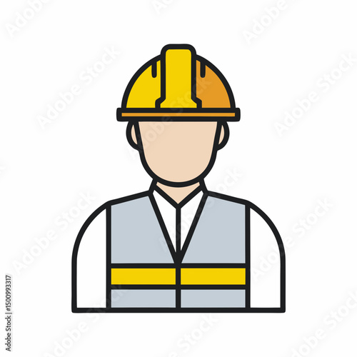 Construction Worker Icon Vector for Labor Services.