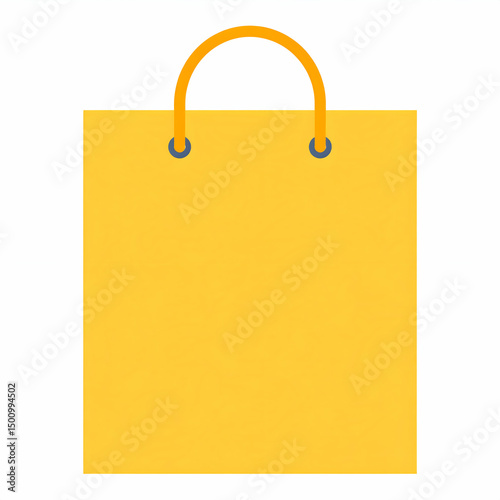 Minimalist illustration of a yellow shopping bag with handles, isolated on white background. Perfect for retail, commerce, sale, or eco-friendly branding design projects.

