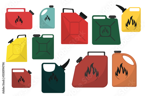 Set of Fuel Canisters Gas Oil Energy Containers