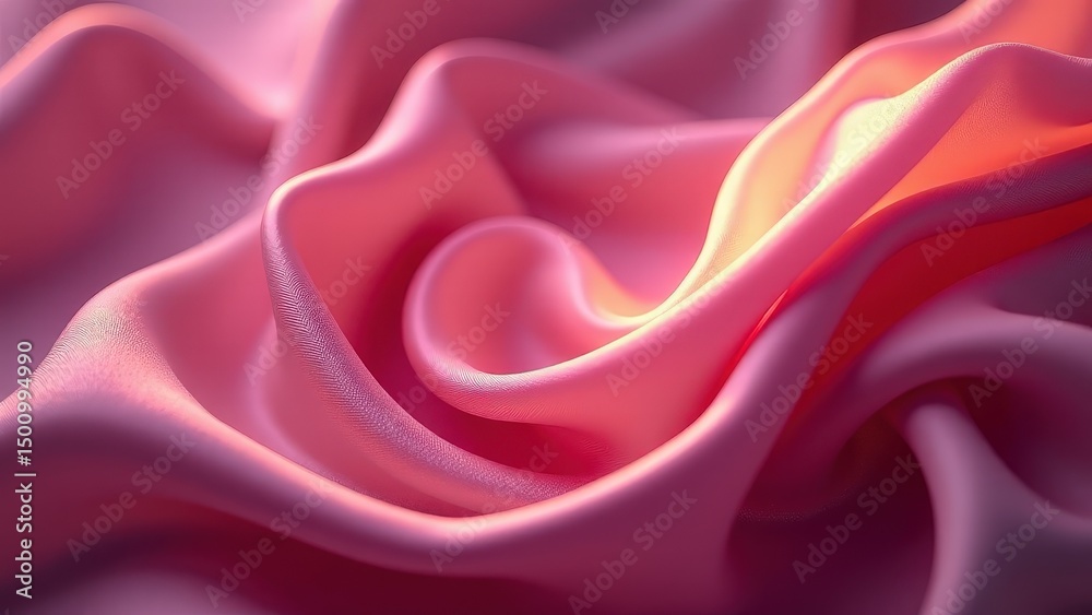 Obraz premium Pink fabric with a wave pattern. The fabric is very soft and looks like it's made of silk