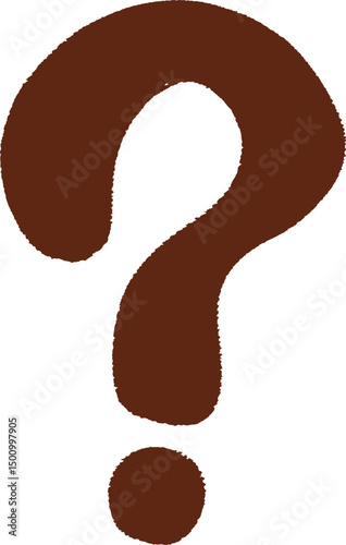 Hand-Drawn Brown Question Mark Symbol