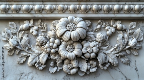 Floral stone carving