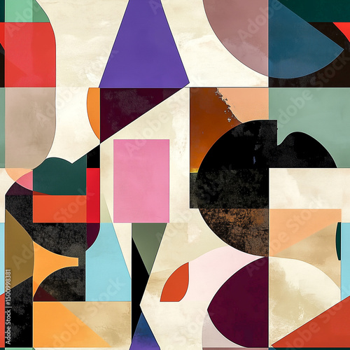 Abstract geometric shapes, seamless pattern