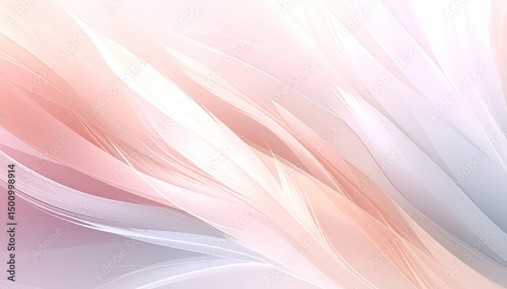 Fototapeta premium Abstract feathery shapes flowing with gradients of peach, pink, and grey.