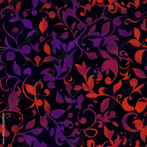 Wallpaper Mural Halloween background, purple and orange with deep purple shades and spooky designs, seamless pattern Torontodigital.ca