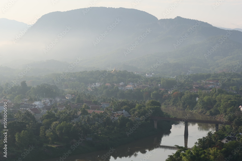 View of Luang Prabang city in the morning 