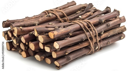 Dry twigs bundled together with natural alignment wood texture and rustic tone ideal for autumn fire prep or decor