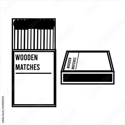 Outline icon of a box of
   neatly packed wooden matches,
   typically small in size with visible
   matchsticks inside, ready for use.
   Vector isolated outline drawing.
   Editable stroke.