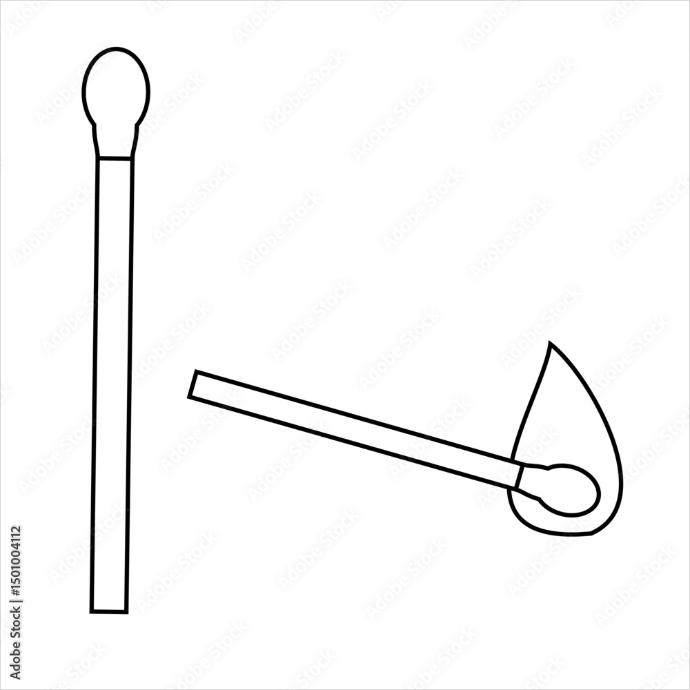 Outline icon of a burning wooden
matchstick with a flame at the tip,
suitable as a symbol of ignition
or traditional fire-starting. Vector
isolated outline drawing. Editable stroke.
Outline icon of a burning wooden
matchstick with a flame at the tip,
suitable as a symbol of ignition
or traditional fire-starting. Vector
isolated outline drawing. Editable stroke.