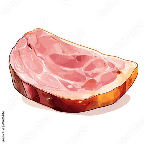 Slice of ham vector isolated on a white background